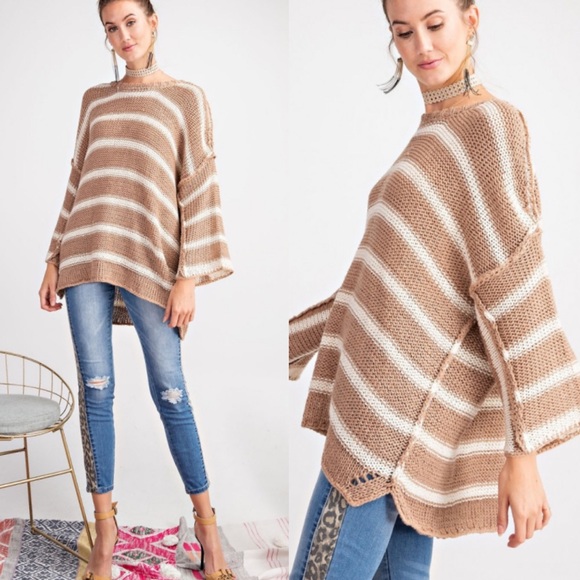 easel Sweaters - Oversized Stripe Knit Boxy Sweater!